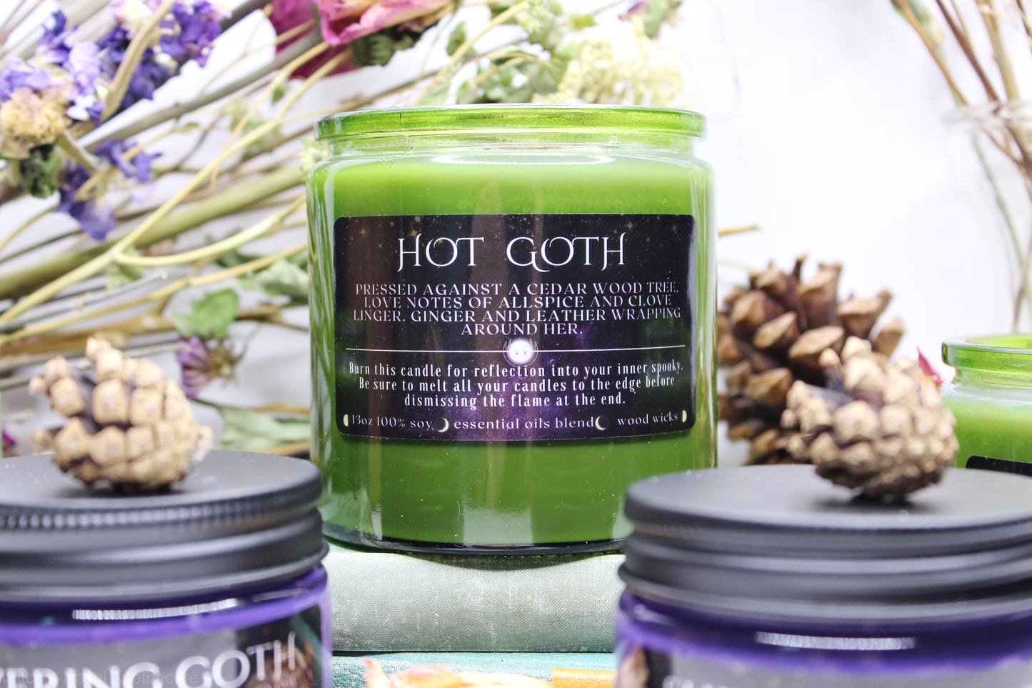 Hot Goth Cedar, Clove and Allspice Candle. Ethical, Sustainable, Vegan.