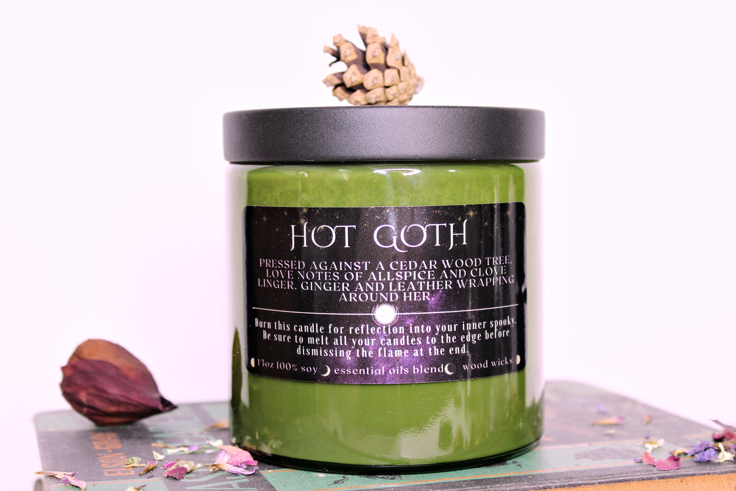 Hot Goth Cedar, Clove and Allspice Candle. Ethical, Sustainable, Vegan.