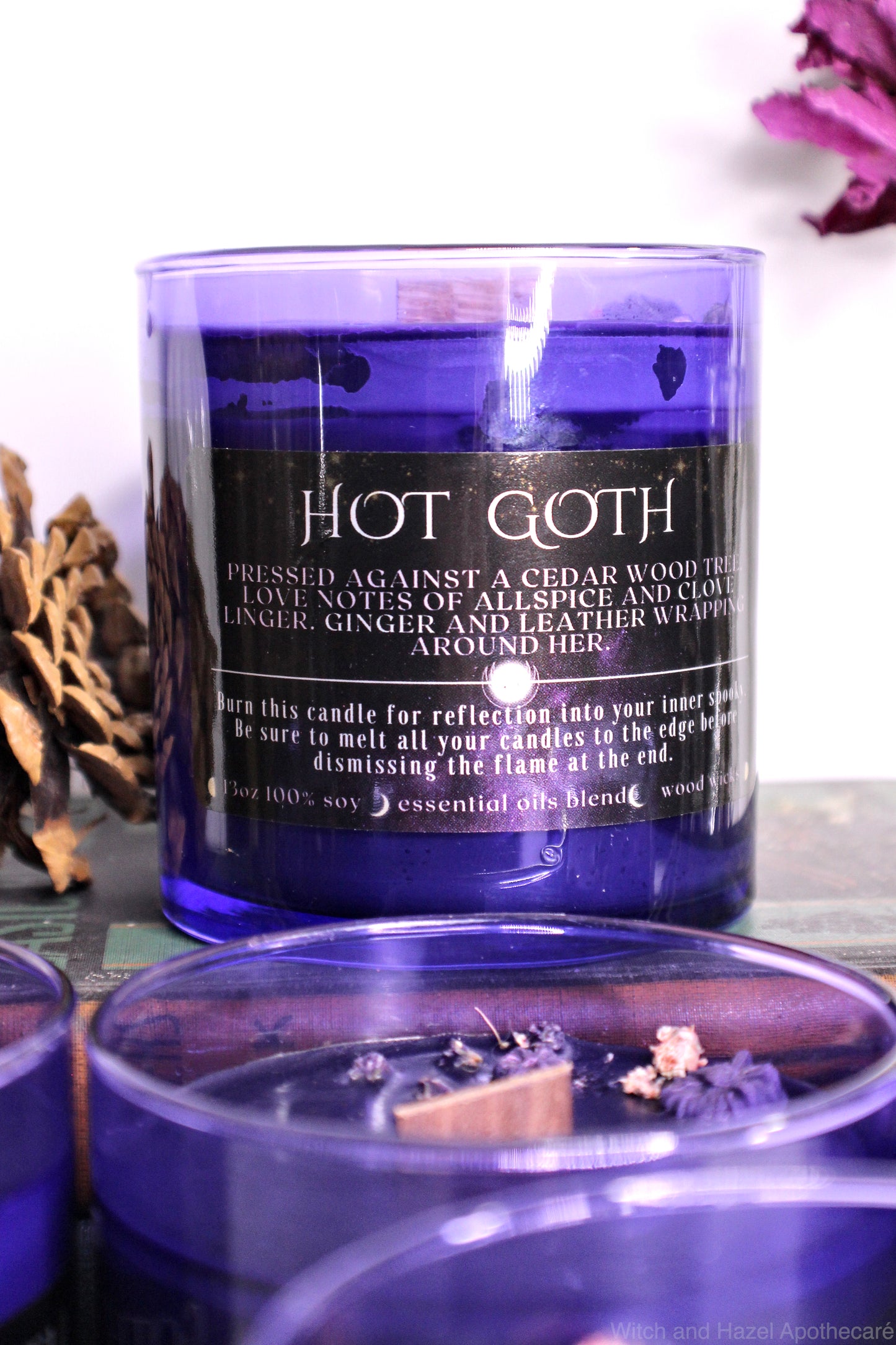 Hot Goth Cedar, Clove and Allspice Candle. Ethical, Sustainable, Vegan.