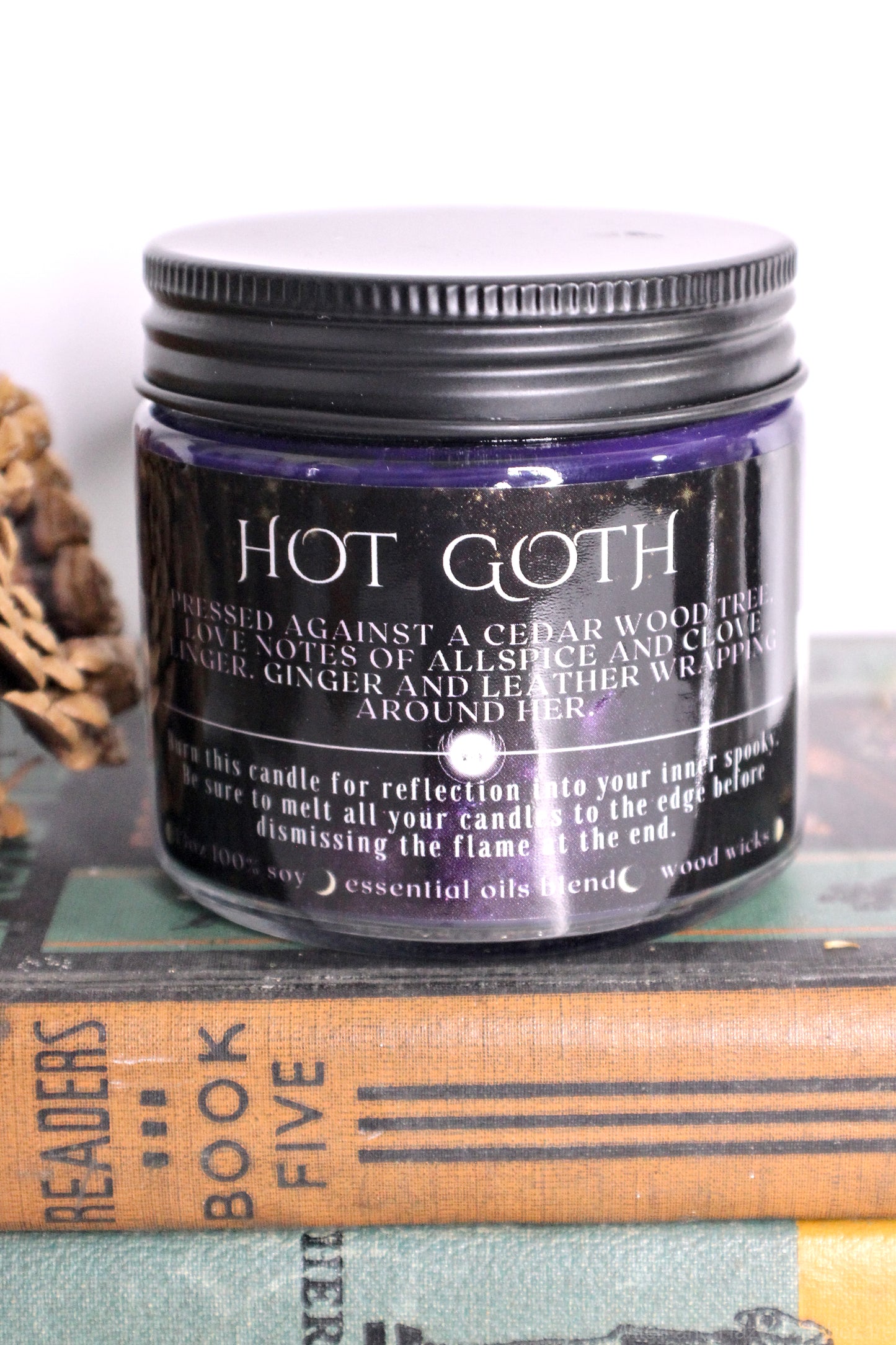 Hot Goth Cedar, Clove and Allspice Candle. Ethical, Sustainable, Vegan.