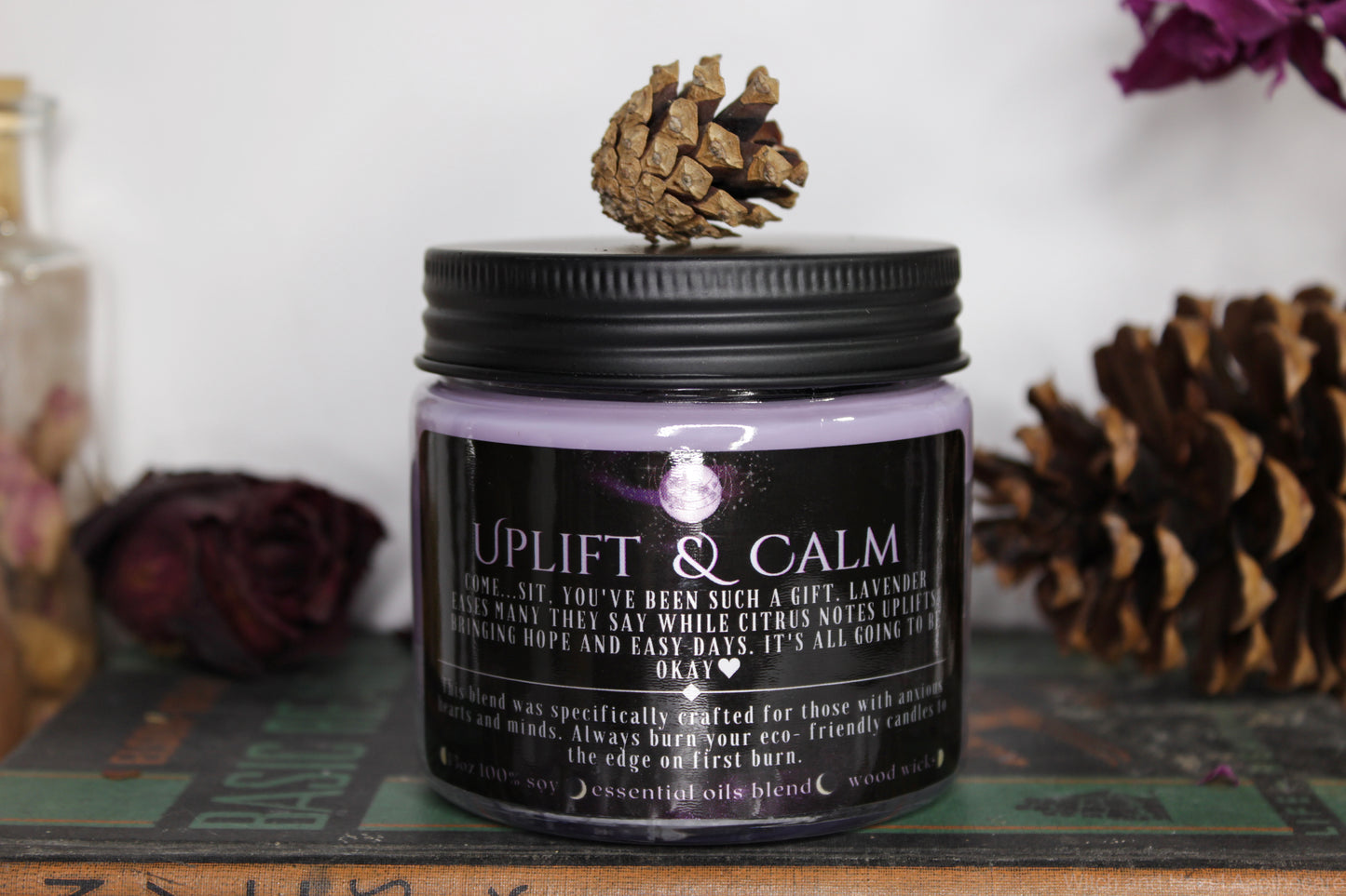 Uplift + Calm the Nervous. Lavender + Citrus Candle, Ethical, Vegan, Sustainable.