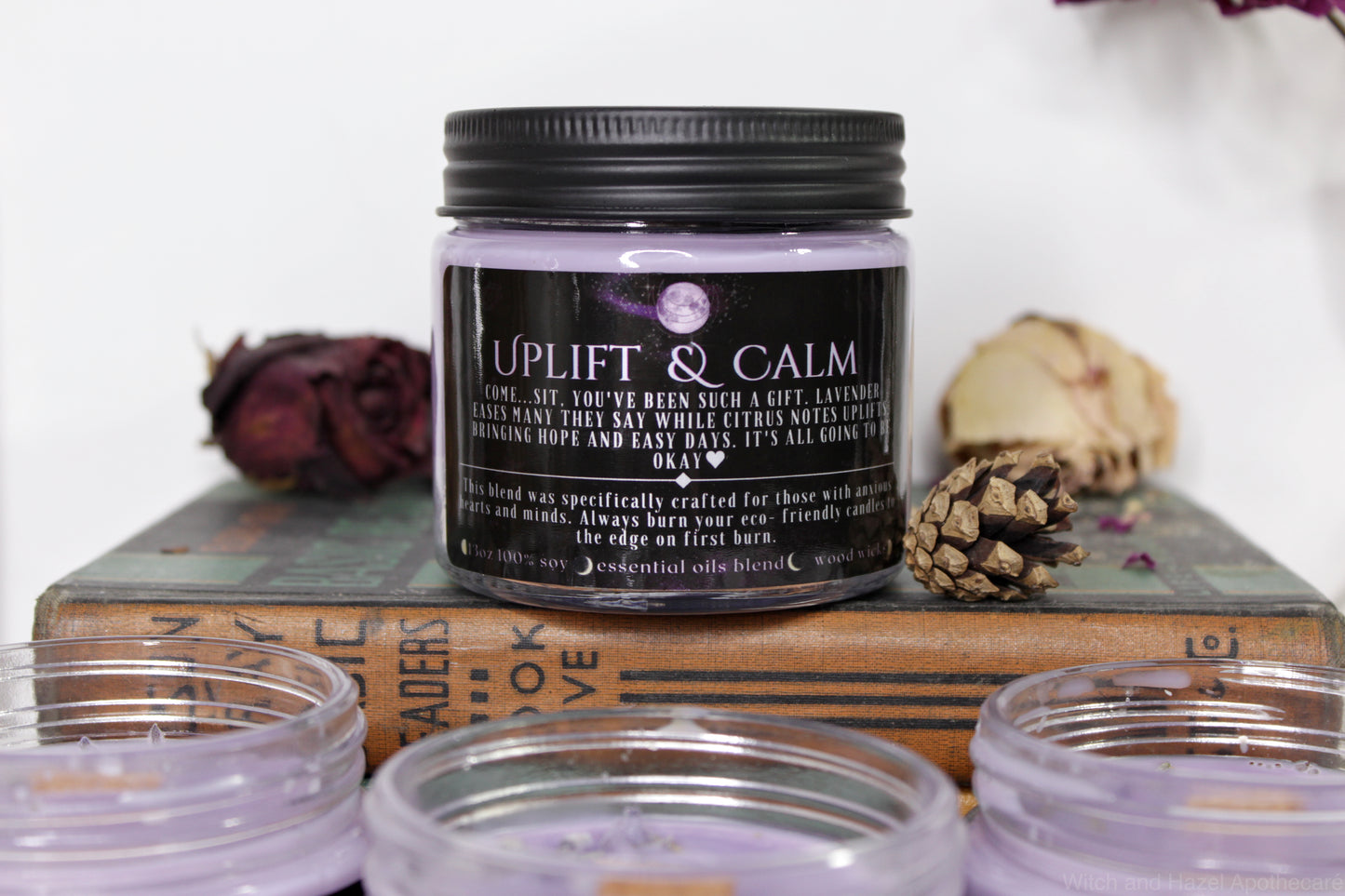 Uplift + Calm the Nervous. Lavender + Citrus Candle, Ethical, Vegan, Sustainable.