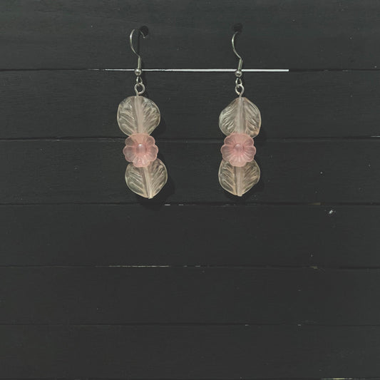 Pink & Clear Floral Earrings, Sustainably Hand Crafted