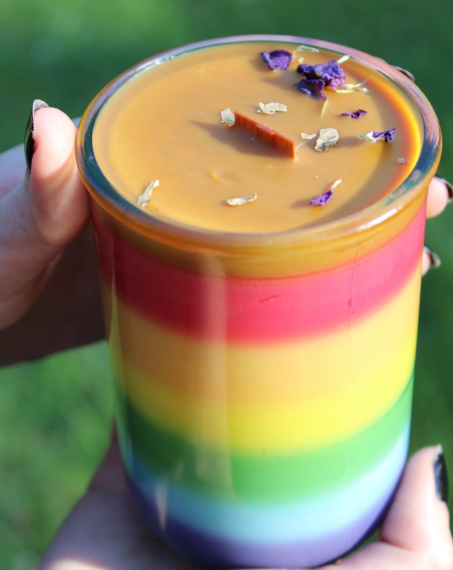 Progress Pride Rainbow Candle. Ethical, Sustainable, Vegan.