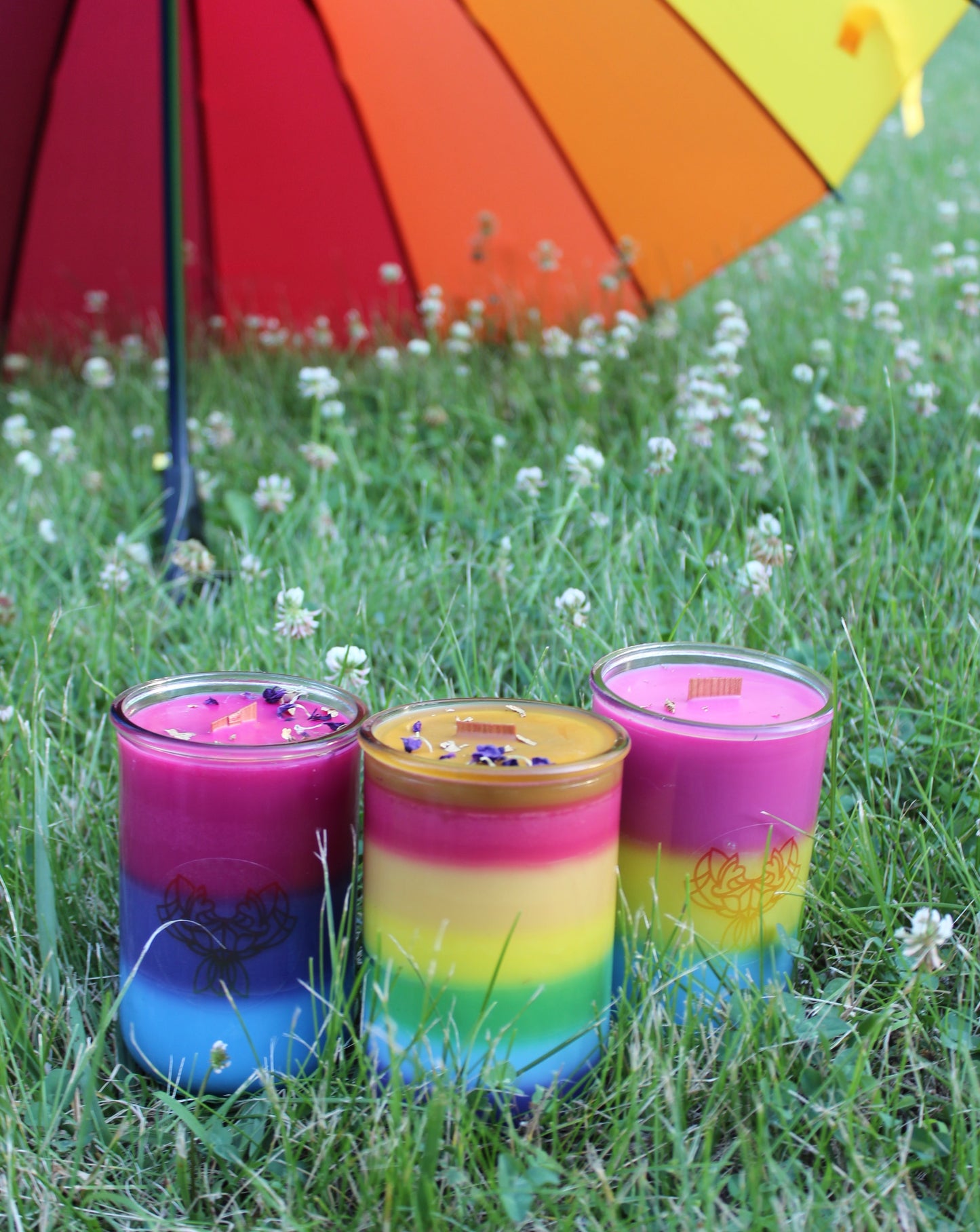 Progress Pride Rainbow Candle. Ethical, Sustainable, Vegan.