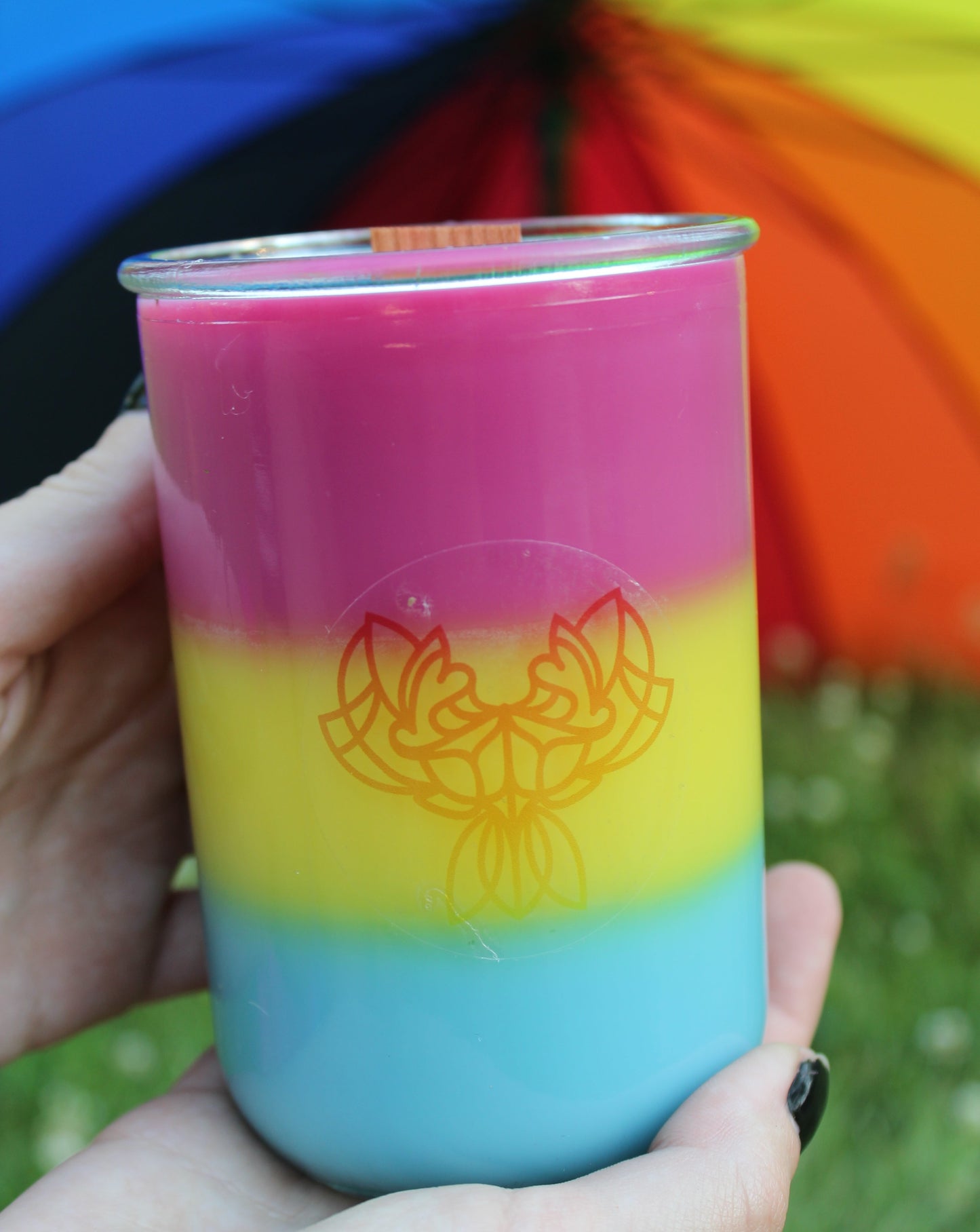 Pansexual Pride Candle. Ethical, Vegan, Sustainable