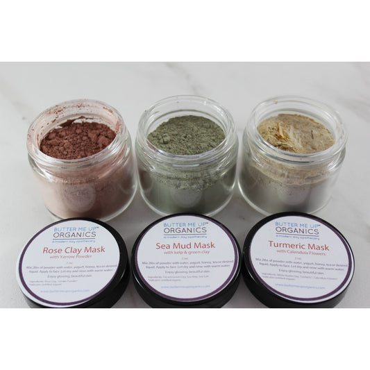 Clay Face Mask Trio Rose Clay French Green Clay Kaolin Clay Turmeric K