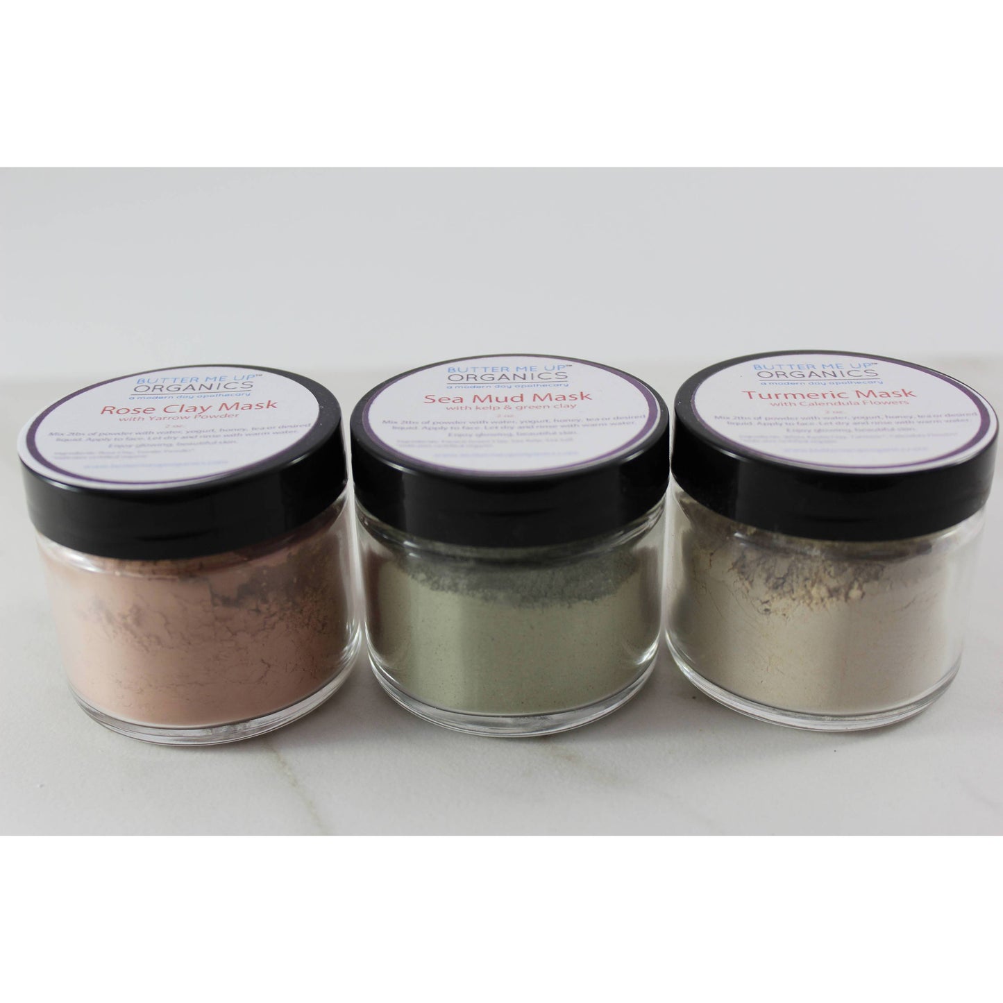 Clay Face Mask Trio Rose Clay French Green Clay Kaolin Clay Turmeric K